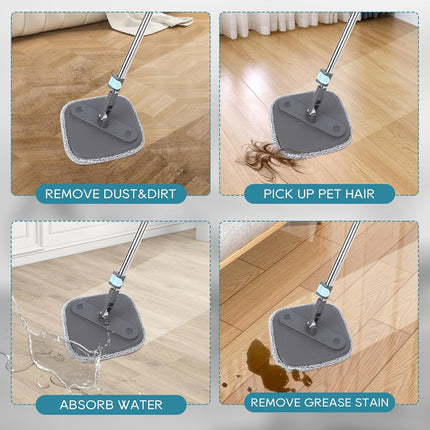 Square Microfiber Mop Pads Compatible with True & Tidy True Spin Mop - Mop Replacement Pads for Square Spin Mop and Bucket - Washable Pads fit for All 9 Inch Square Spin Mop (4 Pack)