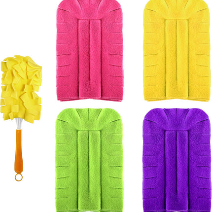 Reusable Duster Refill Compitable with Swiffer Duster - Washable Heavy Duty Dusters Refills 360 for Swiffer Duster Handle & Super Extender Handle, 4 Pack