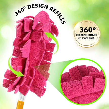 Reusable Duster Refill Compitable with Swiffer Duster - Washable Heavy Duty Dusters Refills 360 for Swiffer Duster Handle & Super Extender Handle, 4 Pack