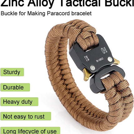 CooBigo 1/2" Paracord Bracelet Buckle Clip, 2 PCS Metal Paracord Clasps Accessories for Bracelets Pet Collar Hardware Tactical Buckle Backpack Keychain Parachute 550 Rope