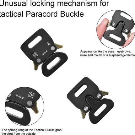 CooBigo 1/2" Paracord Bracelet Buckle Clip, 2 PCS Metal Paracord Clasps Accessories for Bracelets Pet Collar Hardware Tactical Buckle Backpack Keychain Parachute 550 Rope
