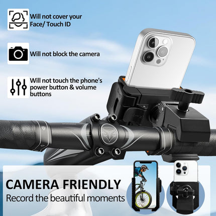 Bike Phone Holder Motorcycle Phone Mount, Handlebar Cell Phone Clamp, Phone Mount for Bike Motorcycle Scooter Golf Cart, Handlebar Phone Mount for 4.5-7" Phones