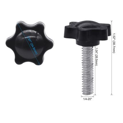 Xadnitu 10 Pieces 1/4''-20-1'' Thread Knob Plastic Star Shaped Nut Clamping Male Handle Tightening Screw Knobs for Replacing Umbrella Base