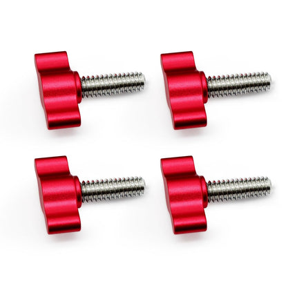 Xadnitu 1/4"-20 x 1 Thread Thumb Screw,Stainless Steel Standard/Coarse Thread with Red Adjustable Tee Wing Aluminum Knob to Remove Replace Hand Clamping Tightening Knob Power Supply, 4 Packs