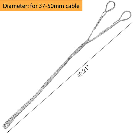 Xadnitu Cable Pulling Grip for 37-50mm OD Electrical Wires, Stainless Steel Cable Puller Sock Mesh Lassos with Rope Loop for Heavy Duty or Flexible Cords