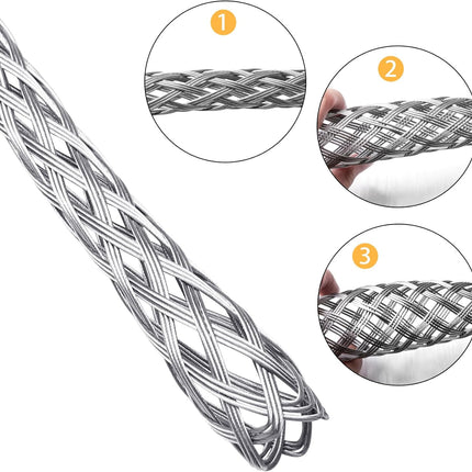 Xadnitu Cable Pulling Grip for 37-50mm OD Electrical Wires, Stainless Steel Cable Puller Sock Mesh Lassos with Rope Loop for Heavy Duty or Flexible Cords