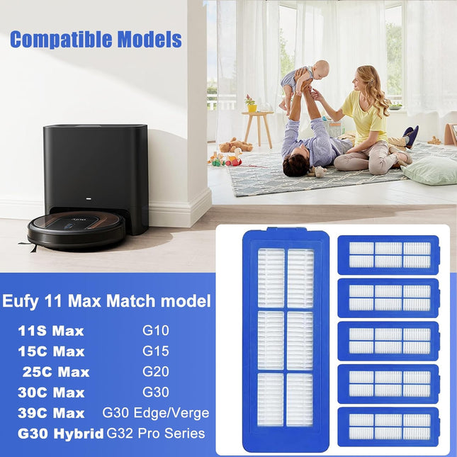 6 Pcs Replacement HEPA Filters for Eufy 11S Max 15C Max 30C Max 39C Max G30 Edge G30 Hybrid Vacuum Cleaner – product detail