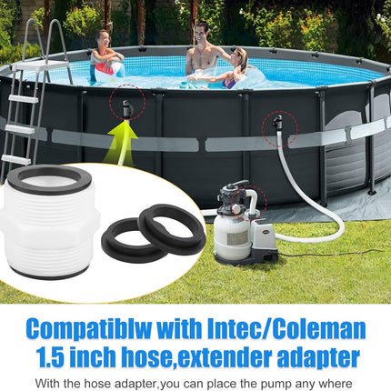 Pool Hose Connector for Intex Coleman Swimming Pool Pump Hose Extender Adapter with 11228 11412 L-Shape O-Ring Gasket | 2 Hose Connector 8 Sealing Rings