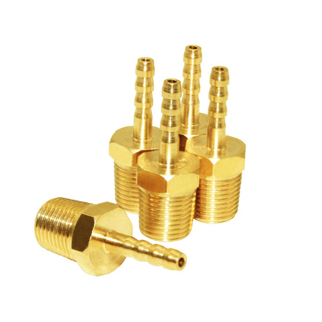 5 Pcs Hose Barb Fittings 1/8 Barb to 1/8 NPT Male Thread Brass Metals Adapter Connector V1258-DP02-E-206