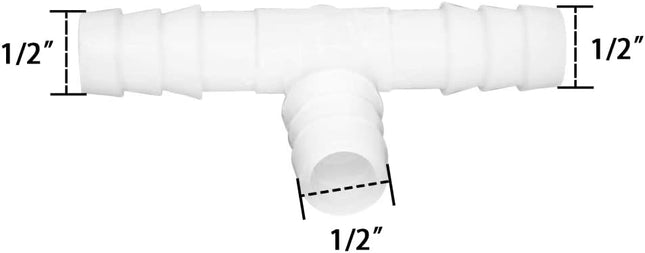 Plastic 1/2 ID Hose Barb Fittings Equal Barbed Tee Pipe Connectors 3 Way Joint Splicer Mender Union – product detail