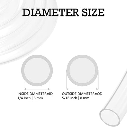 Indtrial Grade Plastic PVC Vinyl Tubing, 1/4" ID x 5/16" OD Clear Tube BPA Free Air Hose Line, 10FT