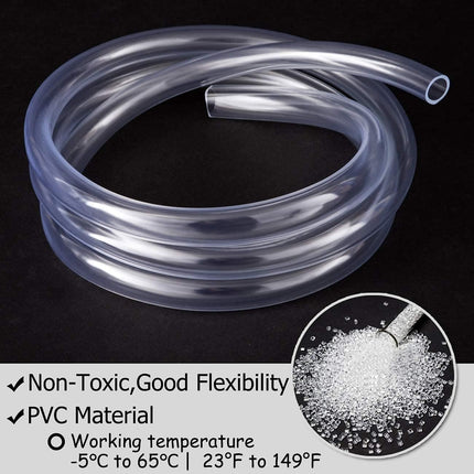 Indtrial Grade Plastic PVC Vinyl Tubing, 1/4" ID x 5/16" OD Clear Tube BPA Free Air Hose Line, 10FT
