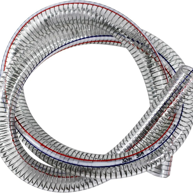 1"ID x 1-1/4"OD Steel Wire Suction Vinyl PVC Flexible Tubing, High Pressure Heavy Duty UV Chemical Resistant Clear Thick Suction Tube Hose, 3.3 FT