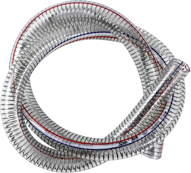 1 ID x 1-1/4 OD Steel Wire Suction Vinyl PVC Flexible Tubing High Pressure Heavy Duty UV Chemical Resistant