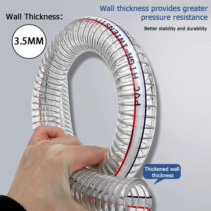 1"ID x 1-1/4"OD Steel Wire Suction Vinyl PVC Flexible Tubing, High Pressure Heavy Duty UV Chemical Resistant Clear Thick Suction Tube Hose, 3.3 FT