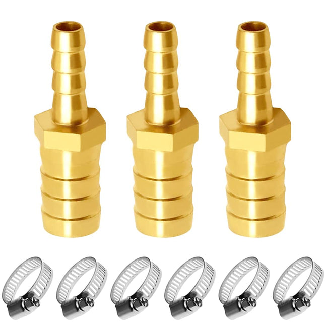 Brass Hose Barb reducer 3/8 to 5/16 ID hose Barb Fitting Hex Splicer Mender Union Air Water Fuel with hose
