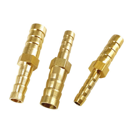 Brass Hose Barb reducer 3/8" to 5/16" ID hose Barb Fitting Hex Splicer Mender Union Air Water Fuel with hose clamps Tubing Adapter (Pack of 3)