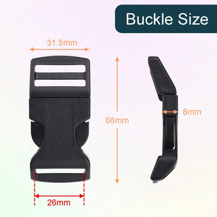 CooBigo 10Pack 1"(26mm) Contoured Plastic Side Release Buckles, Paracord Buckles for Backpack Straps Paracord Bracelet Pet Collar