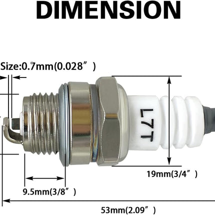 L7T Spark Plug with Chainsaw Scrench Wrench Tool, Replaces BPM7A BPMR7A RCJ6Y RCJ7Y BM6A CJ8 WSR5F for 33cc 43cc 47cc 49cc 52CC 2-Stroke Small Engine MS290 021 023 024 025 026 etc (2 Pc)