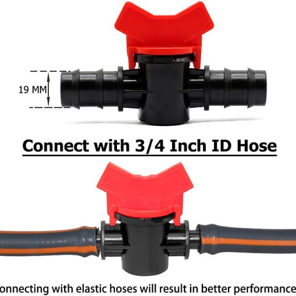 3/4" Drip Irrigation Switch Valve Barbed Ball Valve for Garden Drip Irrigation Aquarium (6 Pcs)