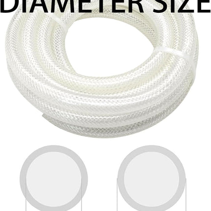 3/8"ID x 10FT High Pressure Braided Clear PVC Vinyl Tubing, Flexible Heavy Duty Reinforced Hose Tubing BPA Free and Non Toxic