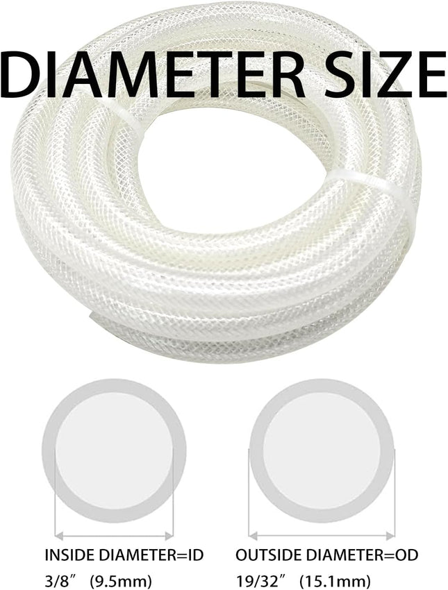 3/8 ID x 10FT High Pressure Braided Clear PVC Vinyl Tubing Flexible Heavy Duty Reinforced Hose Tubing BPA – product detail