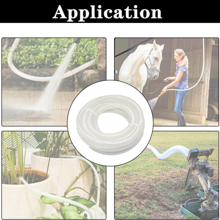 3/8"ID x 10FT High Pressure Braided Clear PVC Vinyl Tubing, Flexible Heavy Duty Reinforced Hose Tubing BPA Free and Non Toxic