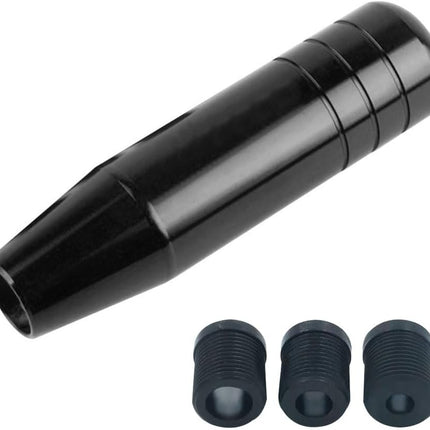 5" Gear Stick Shifter Knobs, Aluminum Alloy Shifting Lever Heavy Weighted Car Manual Transmission Shift Head Knob Fit Most Automatic Vehicles with 3 Adapters M8 M10 M12 (Black)