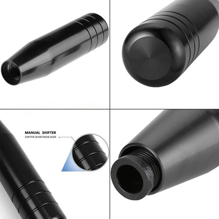 5" Gear Stick Shifter Knobs, Aluminum Alloy Shifting Lever Heavy Weighted Car Manual Transmission Shift Head Knob Fit Most Automatic Vehicles with 3 Adapters M8 M10 M12 (Black)