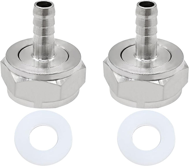 Keg Coupler Barb Connector 1/4'' Barb x G5/8 Thread Stainless Steel 304 Beer Kegerator Sankey Couplers (2
