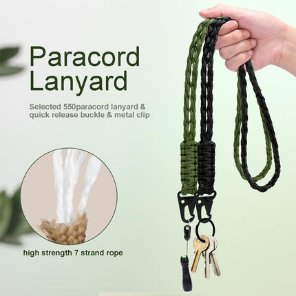 CooBigo 2 Set Heavy Duty Paracord Lanyard Necklace Keychains with HK Clip,550 Parachute Lanyard for Keys, ID Card Badge
