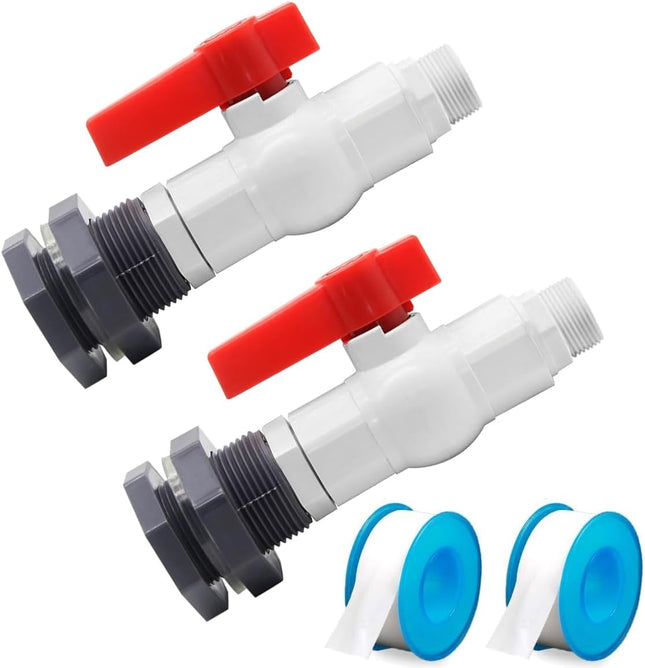 Rain Barrel Spigot Kit PVC Water Barrel Valve Diverter with Bulkhead Fitting and Garden Hose Adapter for