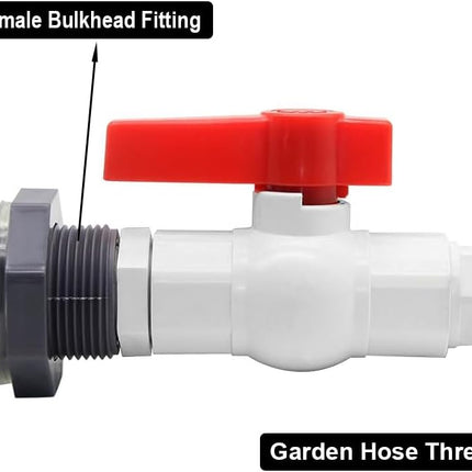 Rain Barrel Spigot Kit PVC Water Barrel Valve Diverter with Bulkhead Fitting and Garden Hose Adapter for Water Tanks, Aquariums, Tubs, Pools (Pack of 2)