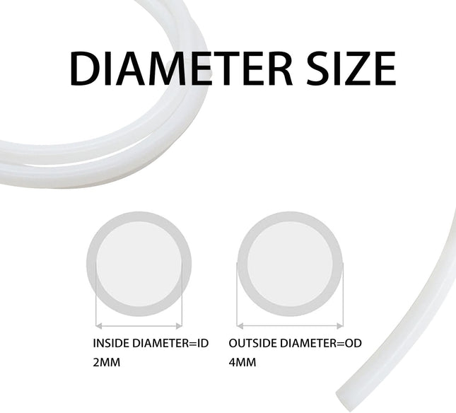PTFE Teflon Tubing 2mm ID X 4mm OD White Connector Tube for 1.75mm Filament for 3D Printer(10FT Length) – product detail