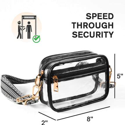 Clear Crossbody Bag Stadium Approved, Clear Purses for Women, Small Stadium Bag for Events Concerts Sports Fans