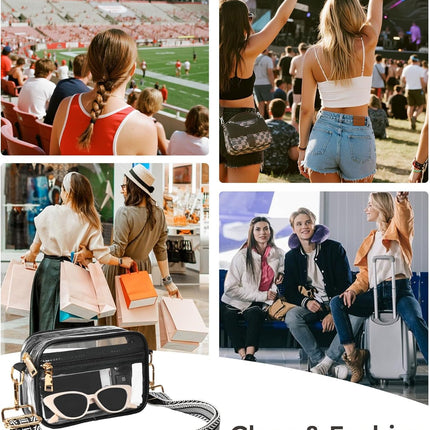 Clear Crossbody Bag Stadium Approved, Clear Purses for Women, Small Stadium Bag for Events Concerts Sports Fans