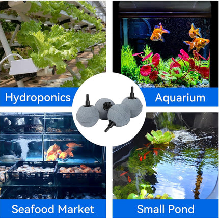 Air Stones for Ponds 2 Inch, Long Lasting Aerator Oxygen Differ, Air Pump Accessories for Aquariums, Fish Tanks, Hydroponics and DWC Reservoirs 4 Pack