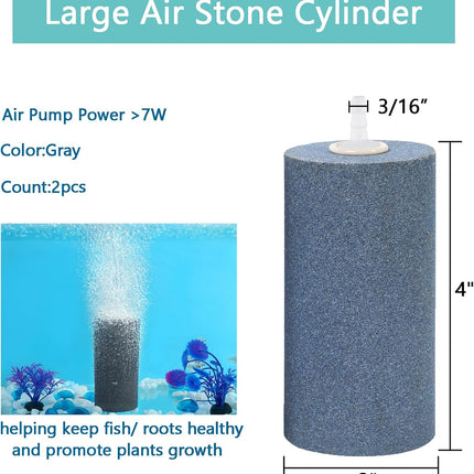 Aquarium Air Stone 4x2 inch 2 Pack, Large Airstone, Aerator Bubble Differ, Air Pump Accessories for Aquariums, Hydroponic, Ponds and Fish Tanks