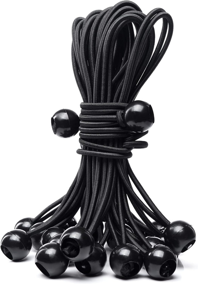 25Pack Length 8 Inch Bungee Cord Ties Ball Bungee Strap Tarp Tie-Down Elastic Cord Shock V1258-DP02-E-26