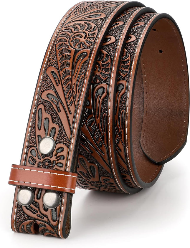 Western Leather Belt Strap for Men without Buckle Cowboy Cowgirl Belt Strap 1.5 Width V1258-DP02-E-279