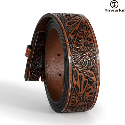 Western Leather Belt Strap for Men without Buckle Cowboy Cowgirl Belt Strap 1.5" Width