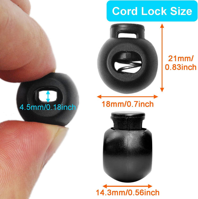 CooBigo 50Pack Single Hole Round Plastic Cord Locks Spring Toggle Stopper for Drawstring Paracord – product detail