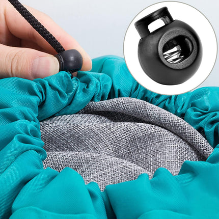 CooBigo 50Pack Single Hole Round Plastic Cord Locks, Spring Toggle Stopper for Drawstring Paracord Elastic Shoeslace Lock Glove Hats Sweatpant Hoodie Backpack String Clip Fastener Replacement