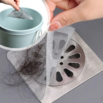 Disposable Hair Drain Stickers, 2024 New Disposable Shower Drain Cover Hair Catcher Bathroom Shower Drain Stickers, Shower Drain Mesh Stickers Floor Drain Sticker for Kitchen Bathroom Tub (10)