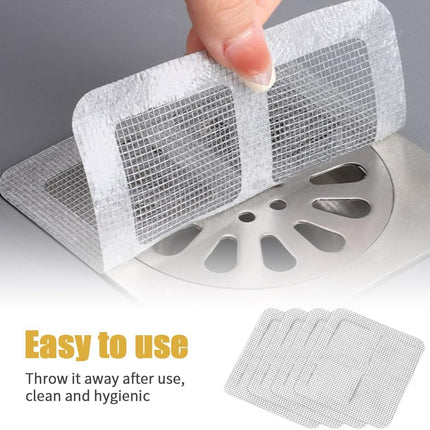 Disposable Hair Drain Stickers, 2024 New Disposable Shower Drain Cover Hair Catcher Bathroom Shower Drain Stickers, Shower Drain Mesh Stickers Floor Drain Sticker for Kitchen Bathroom Tub (10)