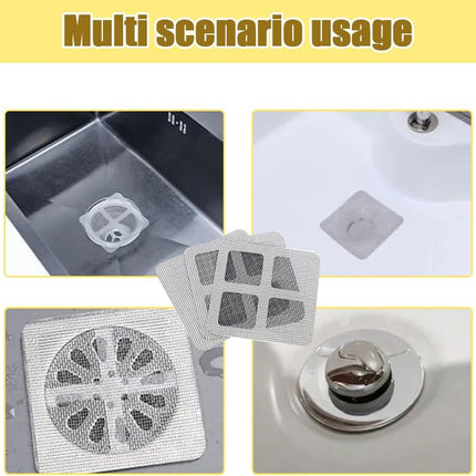 Disposable Hair Drain Stickers, 2024 New Disposable Shower Drain Cover Hair Catcher Bathroom Shower Drain Stickers, Shower Drain Mesh Stickers Floor Drain Sticker for Kitchen Bathroom Tub (10)