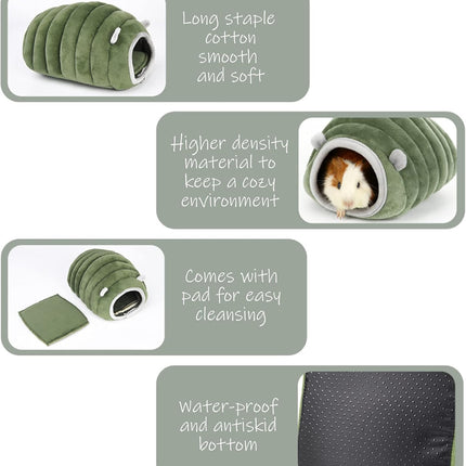 Guinea Pig Hideout Bed Rabbit Hoe Cave Accessories Cozy Hide-Out for Bunny Hedgehog Ferret Chinchilla&Other Small Animals (Grey, Caterpillar)