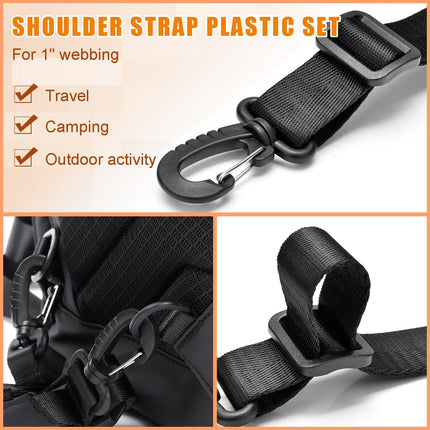 CooBigo 1" Plastic Clip Snap Hook Replacement Buckles Tri-Glide for Webbing Strap Crafting Accessories 6 Set (Hooks & Adjustable Buckle)