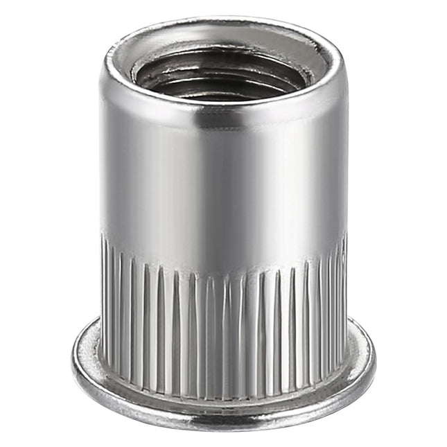 Rivet Nut 1/4 -20UNC 100Pcs Stainless Steel 304 Finish Flat Head Rivnut Threaded Insert Nut Knurled Body