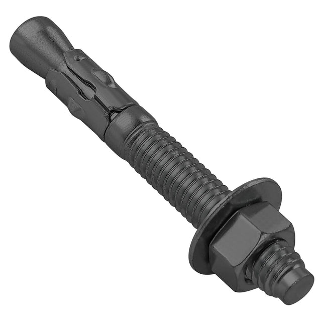 10Pcs 3/8x3 Inch Standard Fasteners for Heavy-Duty Black Wedge Anchors for Cement and Concrete